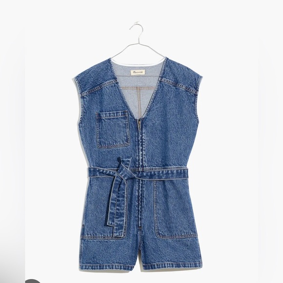 MADEWELL Size 14 Zip-Front Romper: TENCEL Denim Edition - Picture 3 of 9